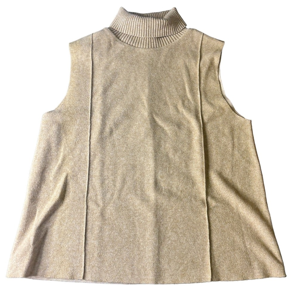 Zara Turtleneck Sleeveless Tank Sweater Raw Edges Womens Large Lagenlook
